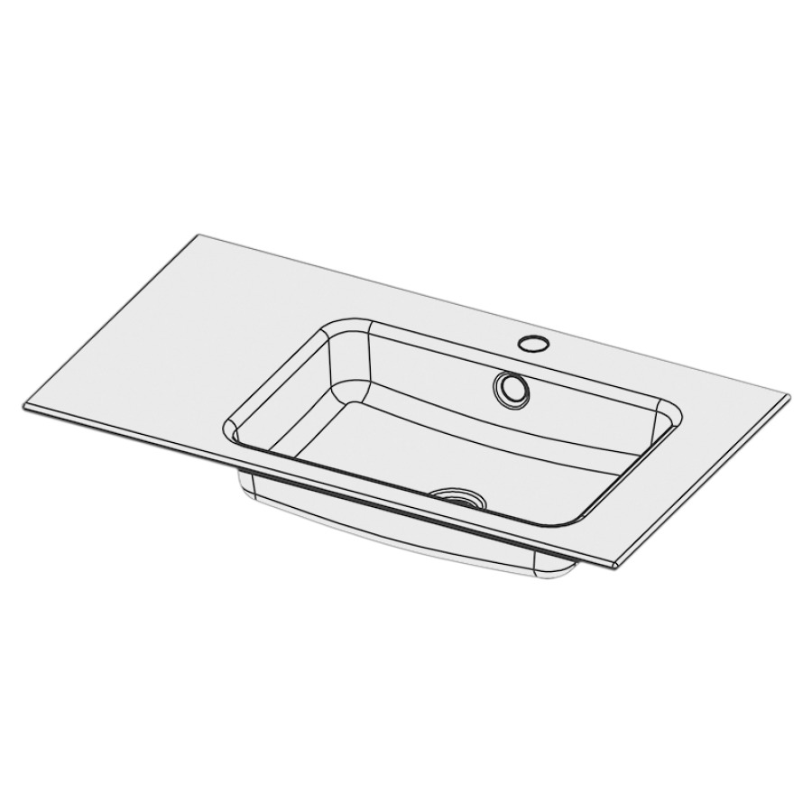 Lavabo à insérer MERO
80 x 45 x 1 cm, acier
avec trop-plein, avec tablette
de robinetterie, lavabo à
droite