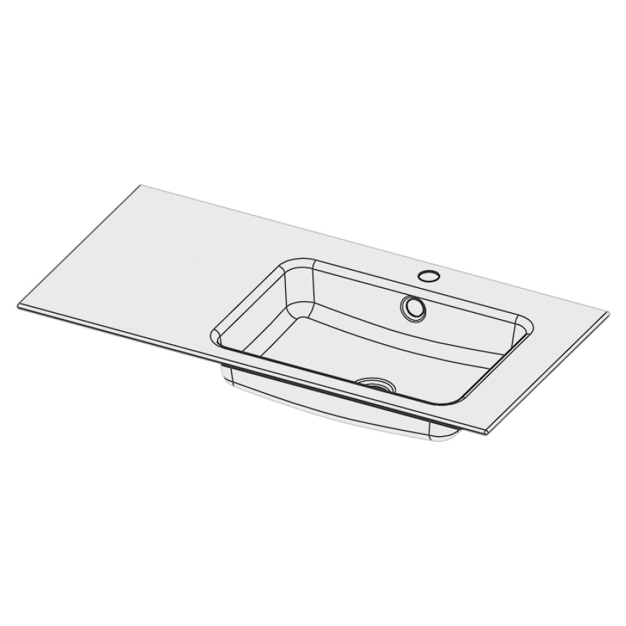 Lavabo à insérer MERO
90 x 45 x 1 cm, acier
avec trop-plein, avec tablette
de robinetterie, lavabo à
gauche