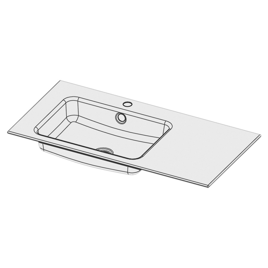 Lavabo à insérer MERO
90 x 45 x 1 cm, acier
avec trop-plein, avec tablette
de robinetterie, lavabo à
droite