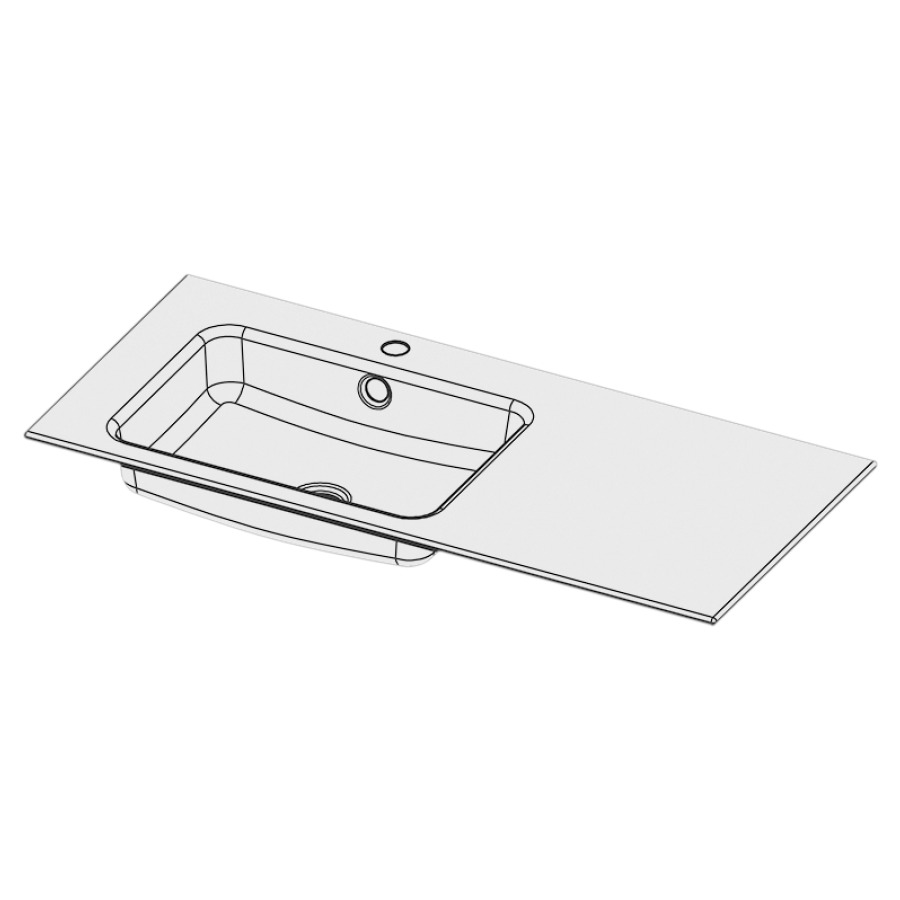 Lavabo à insérer MERO
100 x 45 x 1 cm, acier
avec trop-plein, avec tablette
de robinetterie, lavabo à
gauche
