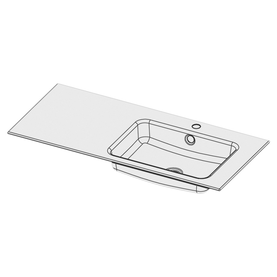 Lavabo à insérer MERO
100 x 45 x 1 cm, acier
avec trop-plein, avec tablette
de robinetterie, lavabo à
droite