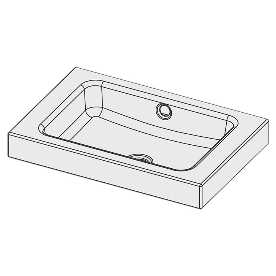 Lavabo à poser MERO
60 x 40 x 8 cm, acier
avec trop-plein, sans tablette
de robinetterie