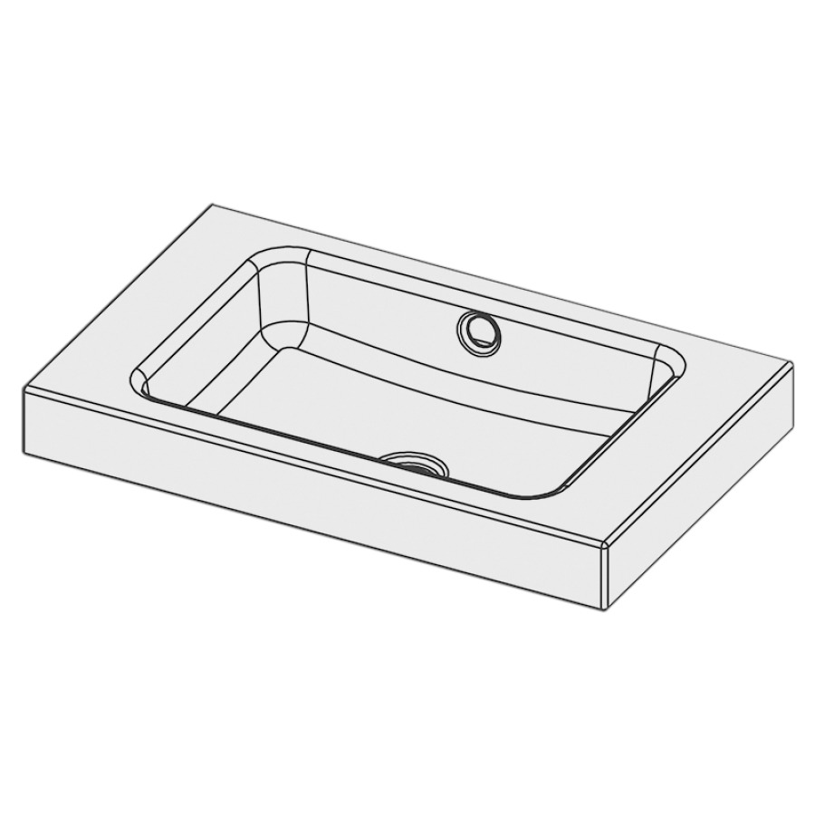 Lavabo à poser MERO
65 x 40 x 8 cm, acier
avec trop-plein, sans tablette
de robinetterie