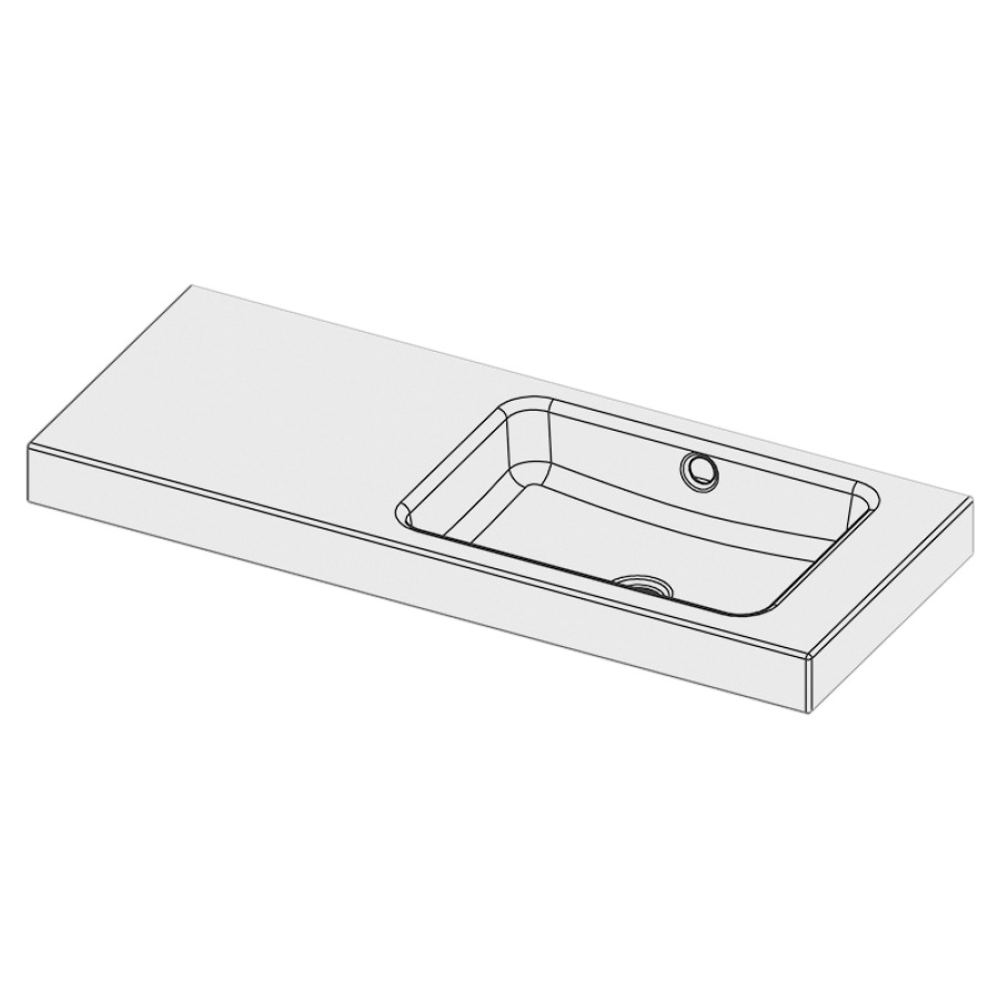 Lavabo à poser MERO
100 x 40 x 8 cm, acier
avec trop-plein, sans tablette
de robinetterie, lavabo à
droite