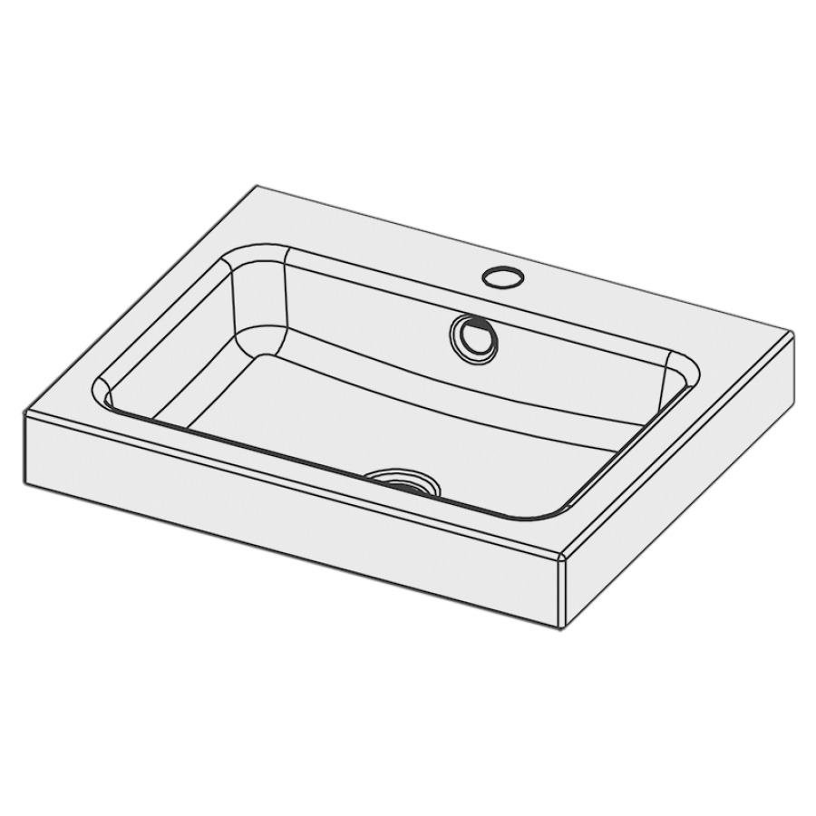 Lavabo à poser MERO
55 x 45 x 8 cm, acier
avec trop-plein, avec tablette
de robinetterie