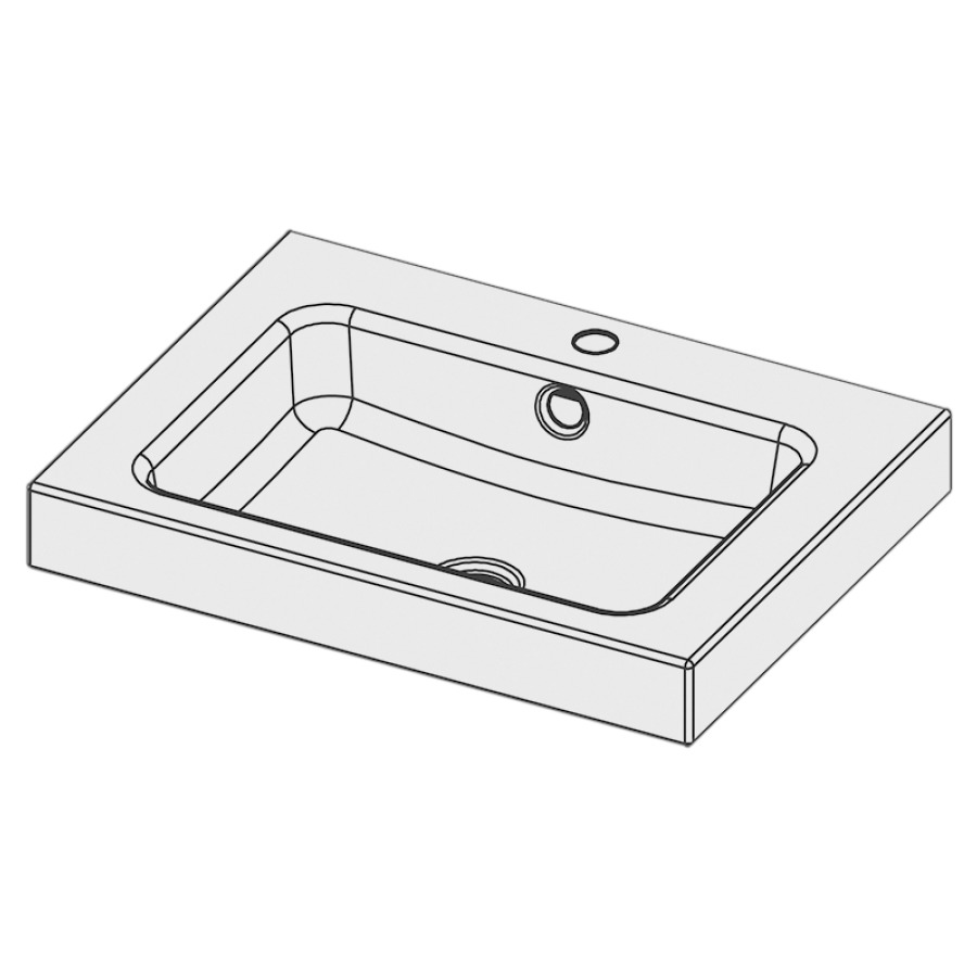 Lavabo à poser MERO
60 x 45 x 8 cm, acier
avec trop-plein, avec tablette
de robinetterie