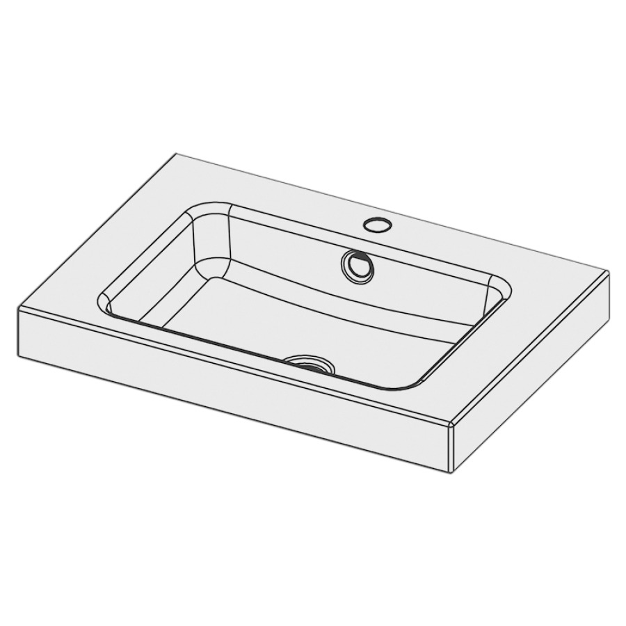 Lavabo à poser MERO
65 x 45 x 8 cm, acier
avec trop-plein, avec tablette
de robinetterie
