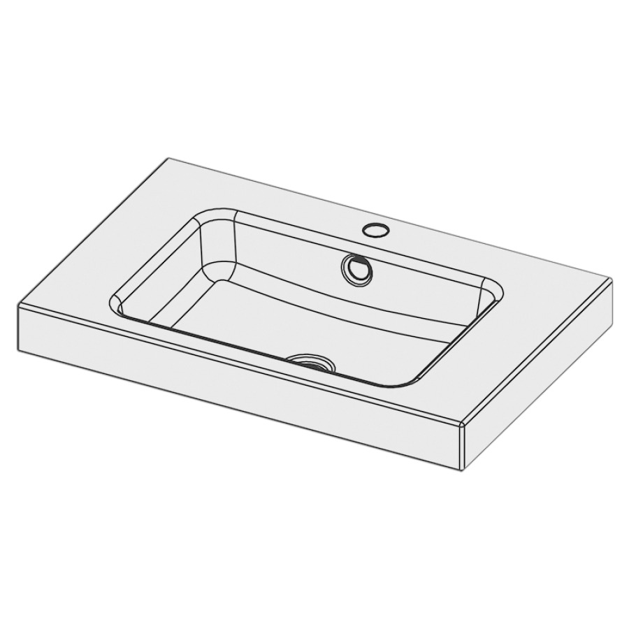 Lavabo à poser MERO
70 x 45 x 8 cm, acier
avec trop-plein, avec tablette
de robinetterie