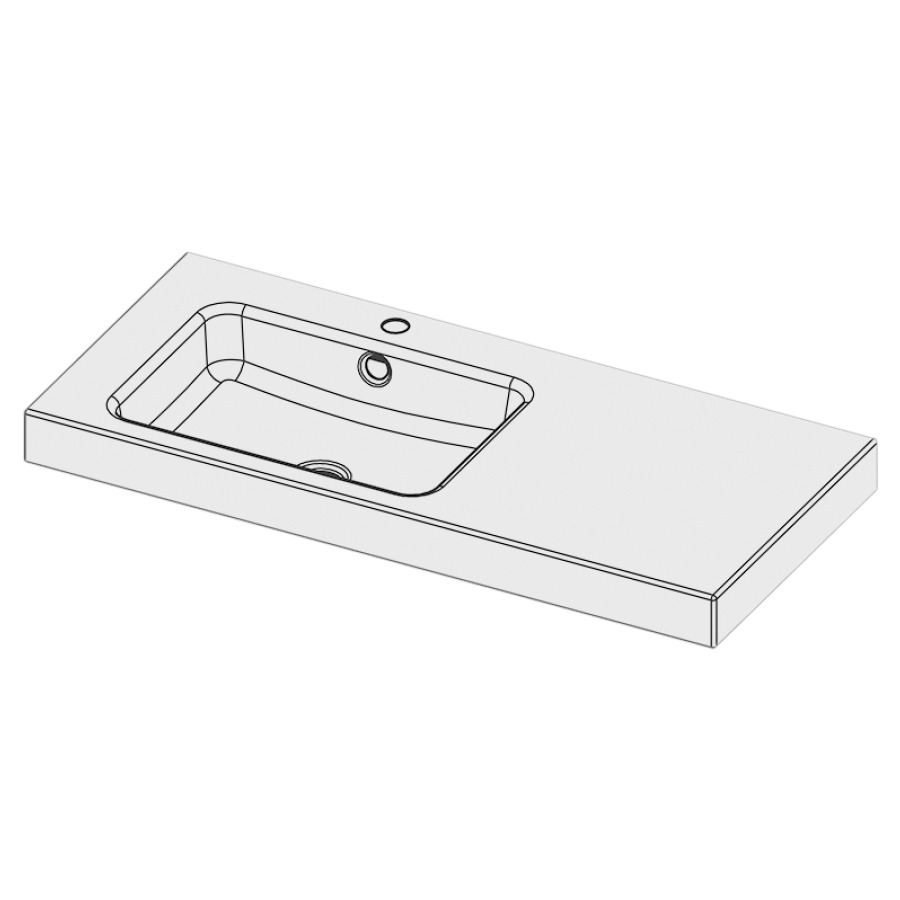 Lavabo à poser MERO
100 x 45 x 8 cm, acier
avec trop-plein, avec tablette
de robinetterie, lavabo à
gauche