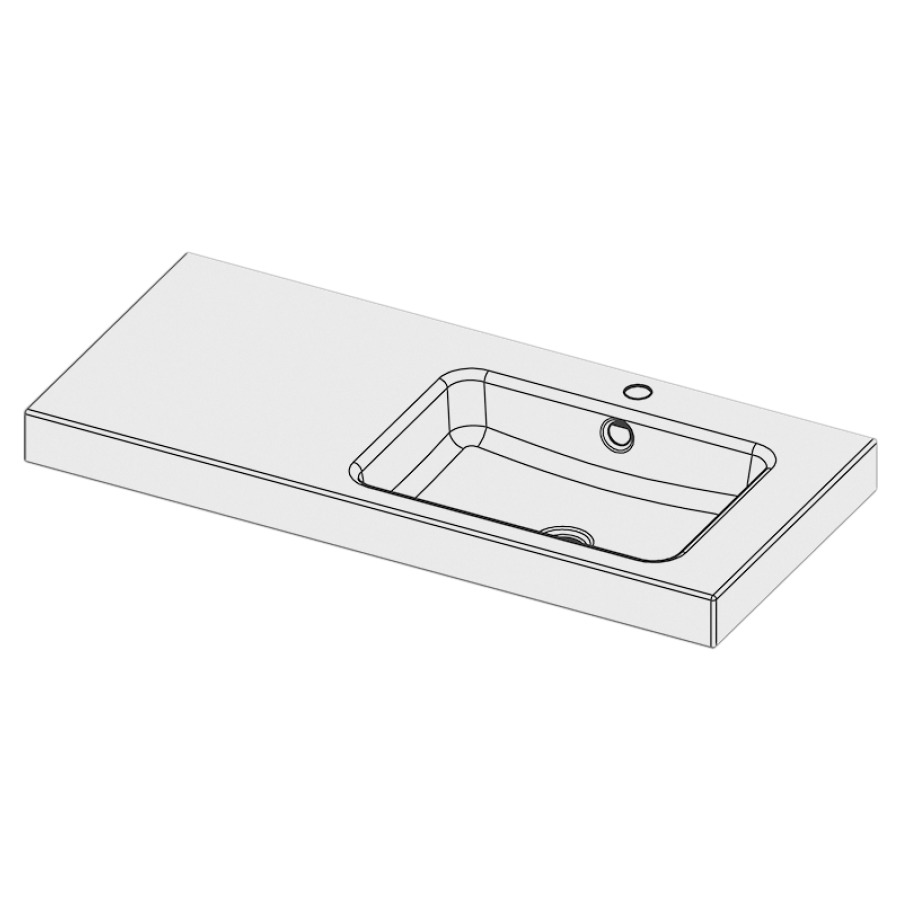 Lavabo à poser MERO
100 x 45 x 8 cm, acier
avec trop-plein, avec tablette
de robinetterie, lavabo à
drotie