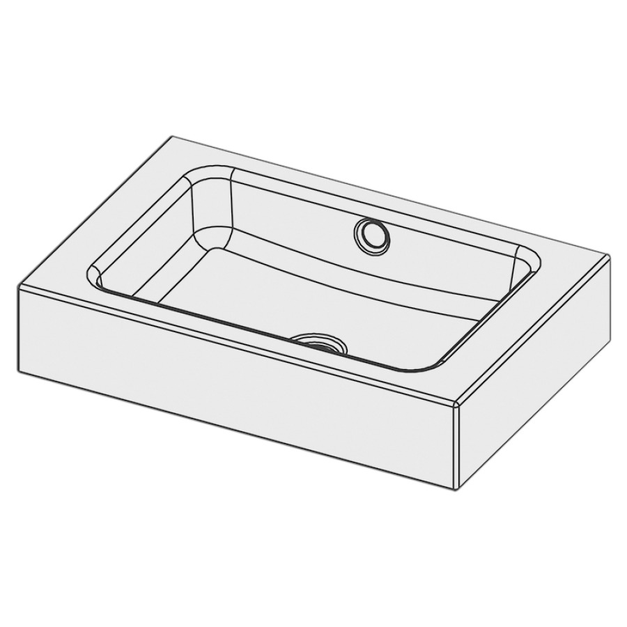 Lavabo MERO
60 x 40 x 12,5 cm, acier
avec trop-plein, sans tablette
de robinetterie