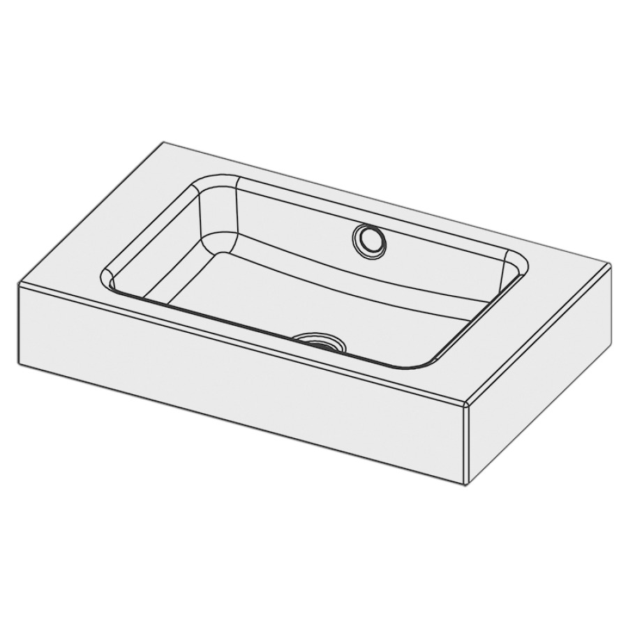 Lavabo MERO
60 x 40 x 12,5 cm, acier
avec trop-plein, sans tablette
de robinetterie