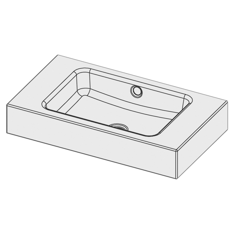 Lavabo MERO
70 x 40 x 12,5 cm, acier
avec trop-plein, sans tablette
de robinetterie