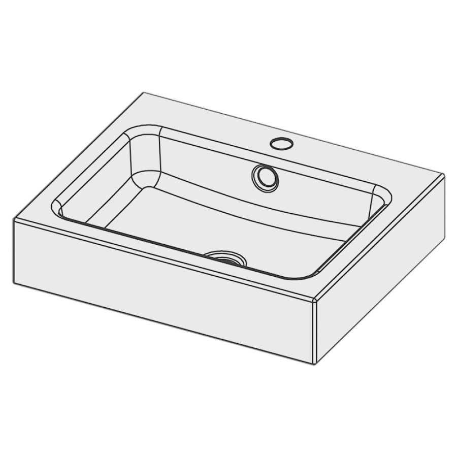 Lavabo MERO
55 x 45 x 12,5 cm, acier
avec trop-plein, avec tablette
de robinetterie