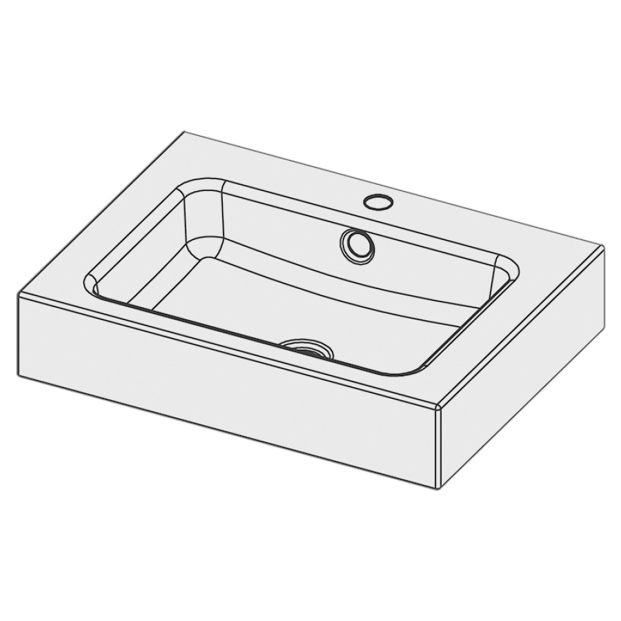 Lavabo MERO
60 x 45 x 12,5 cm, acier
avec trop-plein, avec tablette
de robinetterie