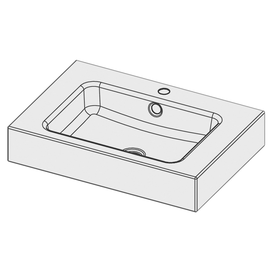 Lavabo MERO
65 x 45 x 12,5 cm, acier
avec trop-plein, avec tablette
de robinetterie