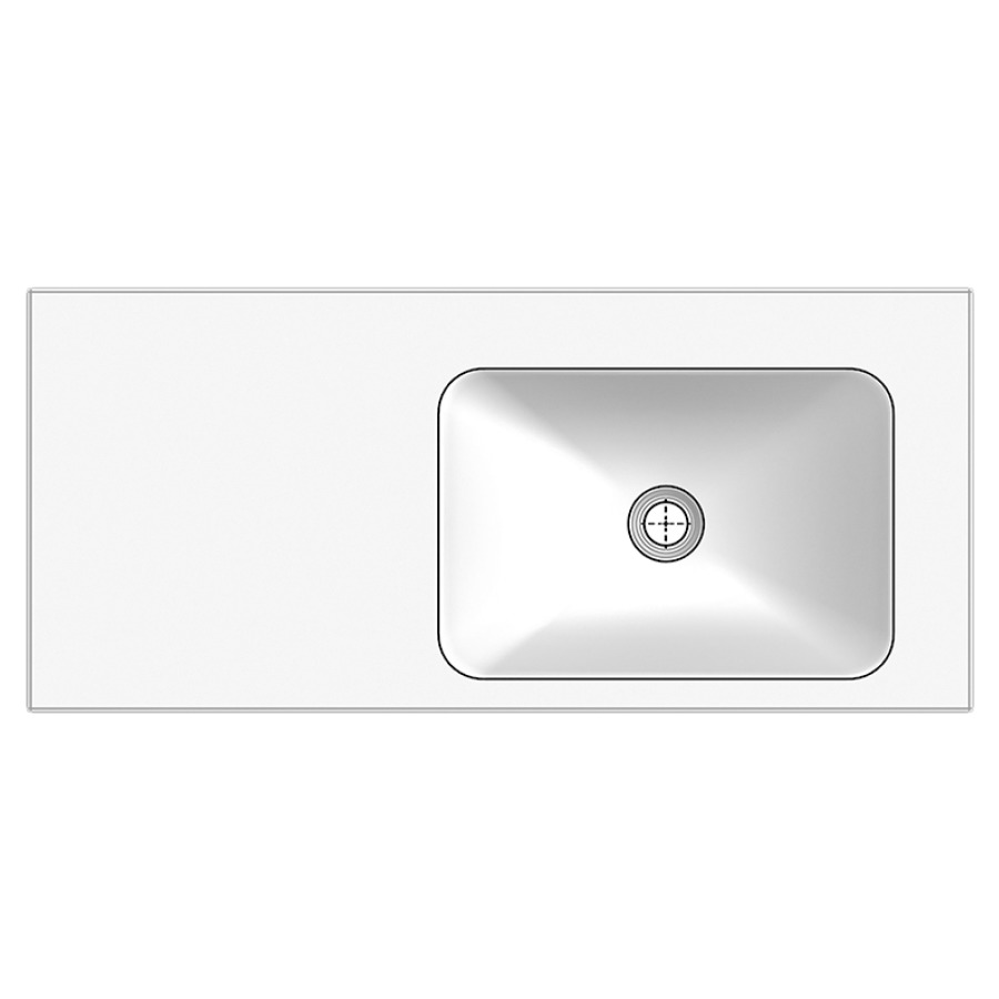 Lavabo à poser LOTUS VARIO
55-100 x 40-55 x 8 cm, acier
sans trop-plein, lavabo à
droite