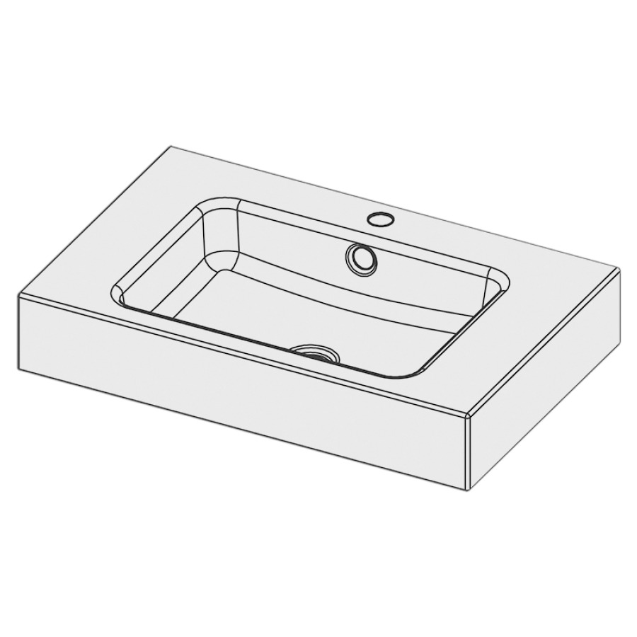 Lavabo MERO
70 x 45 x 12,5 cm, acier
avec trop-plein, avec tablette
de robinetterie
