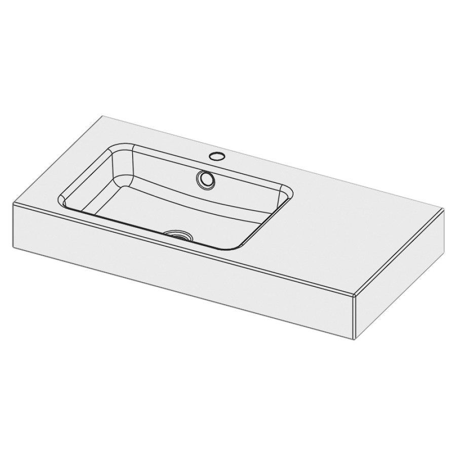 Lavabo MERO
90 x 45 x 12,5 cm, acier
avec trop-plein, avec tablette
de robinetterie, lavabo à
gauche