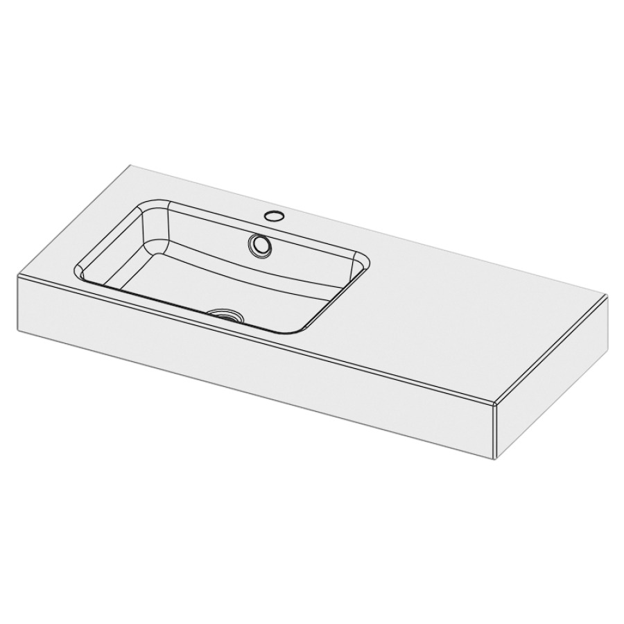 Lavabo MERO
100 x 45 x 12,5 cm, acier
avec trop-plein, avec tablette
de robinetterie, lavabo à
gauche