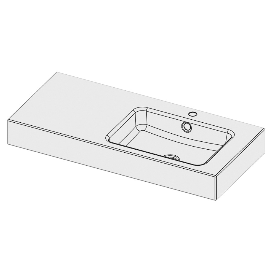Lavabo MERO
100 x 45 x 12,5 cm, acier
avec trop-plein, avec tablette
de robinetterie, lavabo à
droite