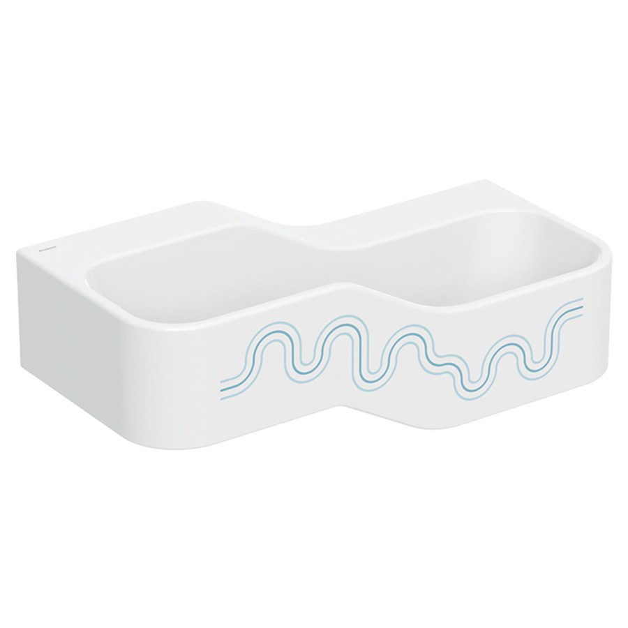 Lavabo BAMBINI
90 x 30 x 39 cm
ensemble pour jouer et se
laver, avec deux
robinetteries, bassin profond
à droite, sans trop-plein
sans trou de robinet