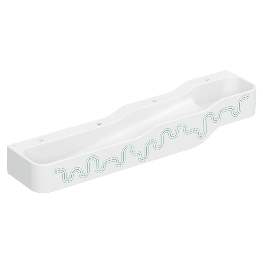 Lavabo BAMBINI
180 x 30 x 39 cm
ensemble pour jouer et se
laver, avec quatre
robinetteries, bassin profond
à gauche, sans trop-plein
4 trous de robinet