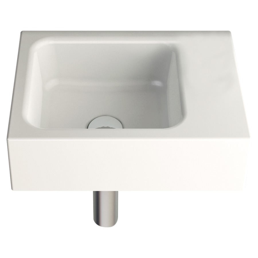 Lave-mains MERO MINI
40 x 30 cm, acier
lavabo à gauche, sans
trop-plein