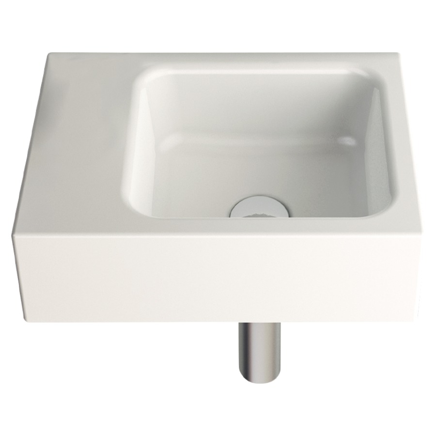 Lave-mains MERO MINI
40 x 30 cm, acier
lavabo à droite, sans
trop-plein