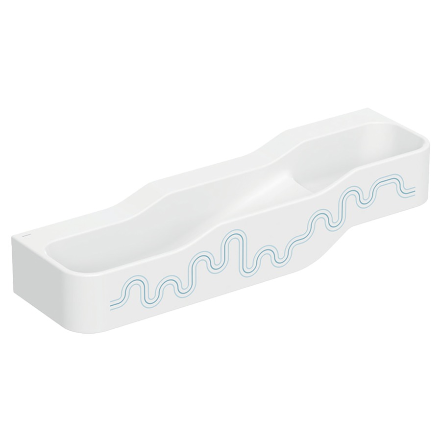 Lavabo BAMBINI
140 x 30 x 39 cm
ensemble pour jouer et se
laver, avec trois
robinetteries, bassin profond
à gauche, sans trop-plein
sans trous de robinet