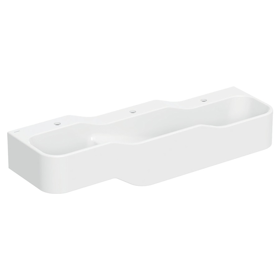 Lavabo BAMBINI
140 x 30 x 39 cm
ensemble pour jouer et se
laver, avec trois
robinetteries, bassin profond
à droite, sans trop-plein
3 trous de robinet