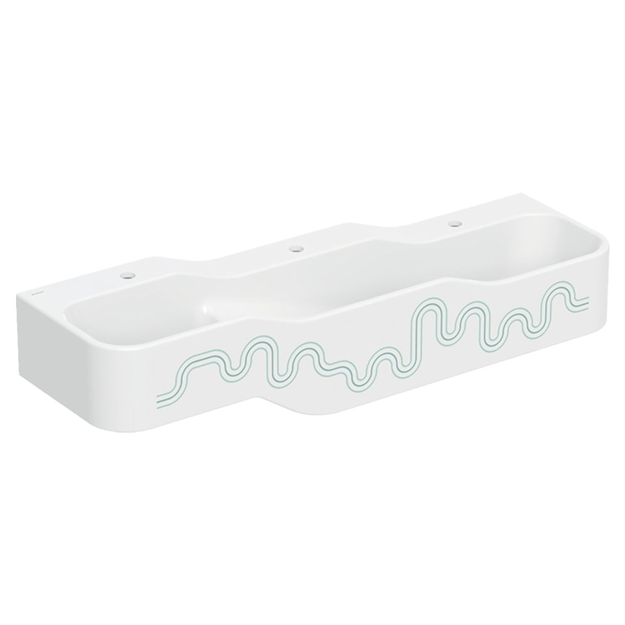 Lavabo BAMBINI
140 x 30 x 39 cm
ensemble pour jouer et se
laver, avec trois
robinetteries, bassin profond
à droite, sans trop-plein
3 trous de robinet
