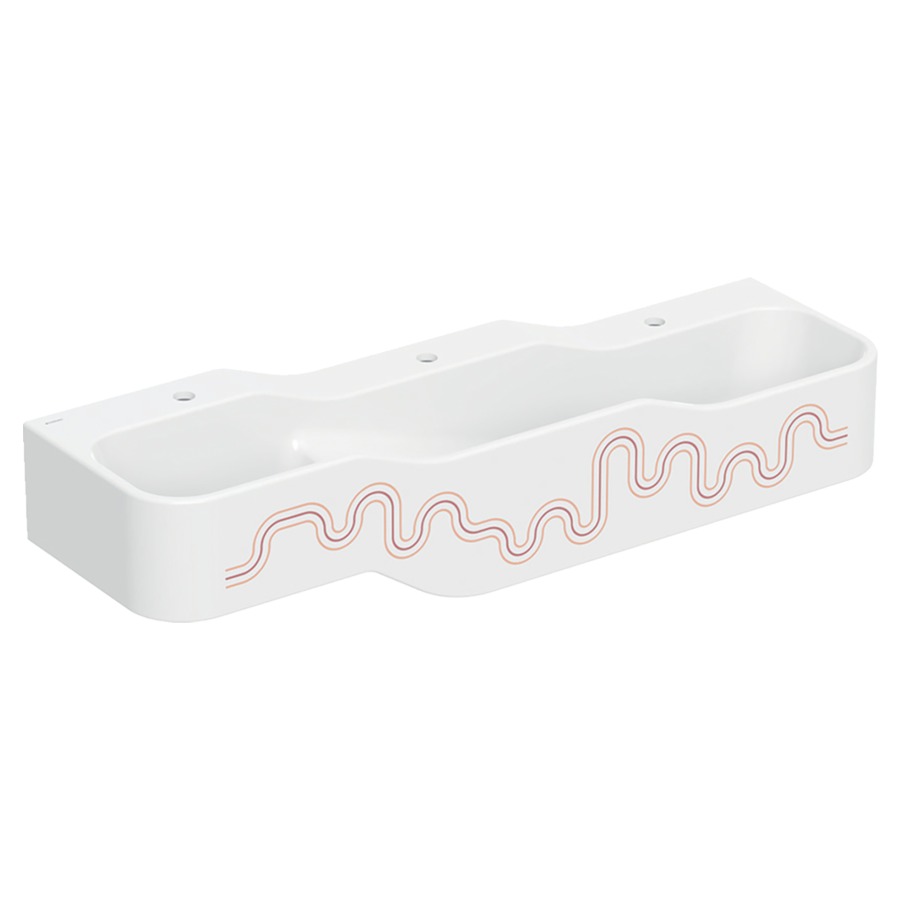 Lavabo BAMBINI
140 x 30 x 39 cm
ensemble pour jouer et se
laver, avec trois
robinetteries, bassin profond
à droite, sans trop-plein
3 trous de robinet