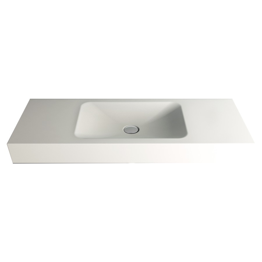 Lavabo LOTUS
100 x 40 x 12,5 cm, acier
sans trop-plein, sans tablette
de robinetterie, lavabo au
milieu