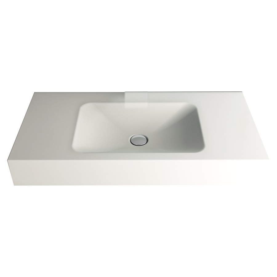 Lavabo LOTUS
80 x 45 x 12,5 cm, acier
sans trop-plein, avec tablette
de robinetterie, lavabo au
milieu