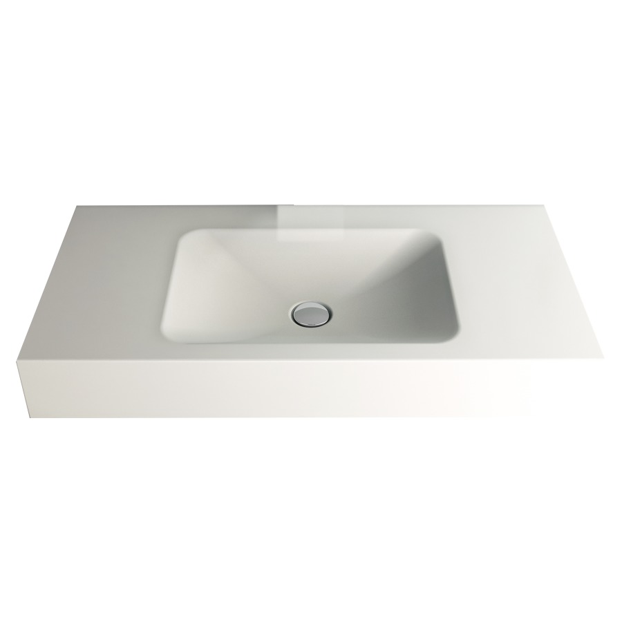 Lavabo LOTUS
90 x 45 x 12,5 cm, acier
sans trop-plein, avec tablette
de robinetterie, lavabo au
milieu