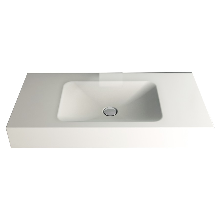 Lavabo LOTUS
100 x 45 x 12,5 cm, acier
sans trop-plein, avec tablette
de robinetterie, lavabo au
milieu
