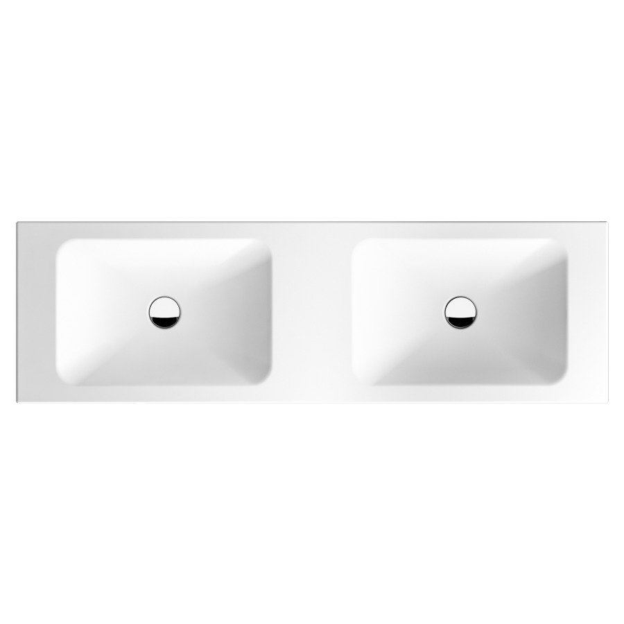 Lavabo double LOTUS
130 x 40 x 12,5 cm, acier
sans trop-plein, sans tablette
de robinetterie