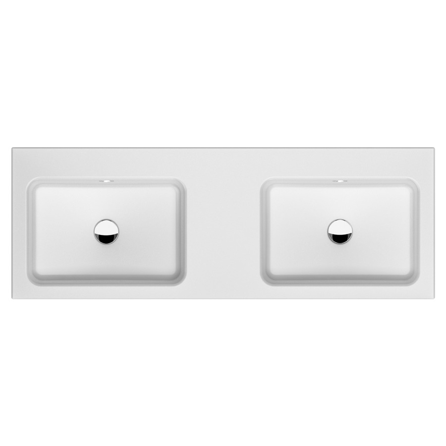 Lavabo double MERO
120 x 45 x 12,5 cm, acier
avec trop-plein, avec tablette
de robinetterie