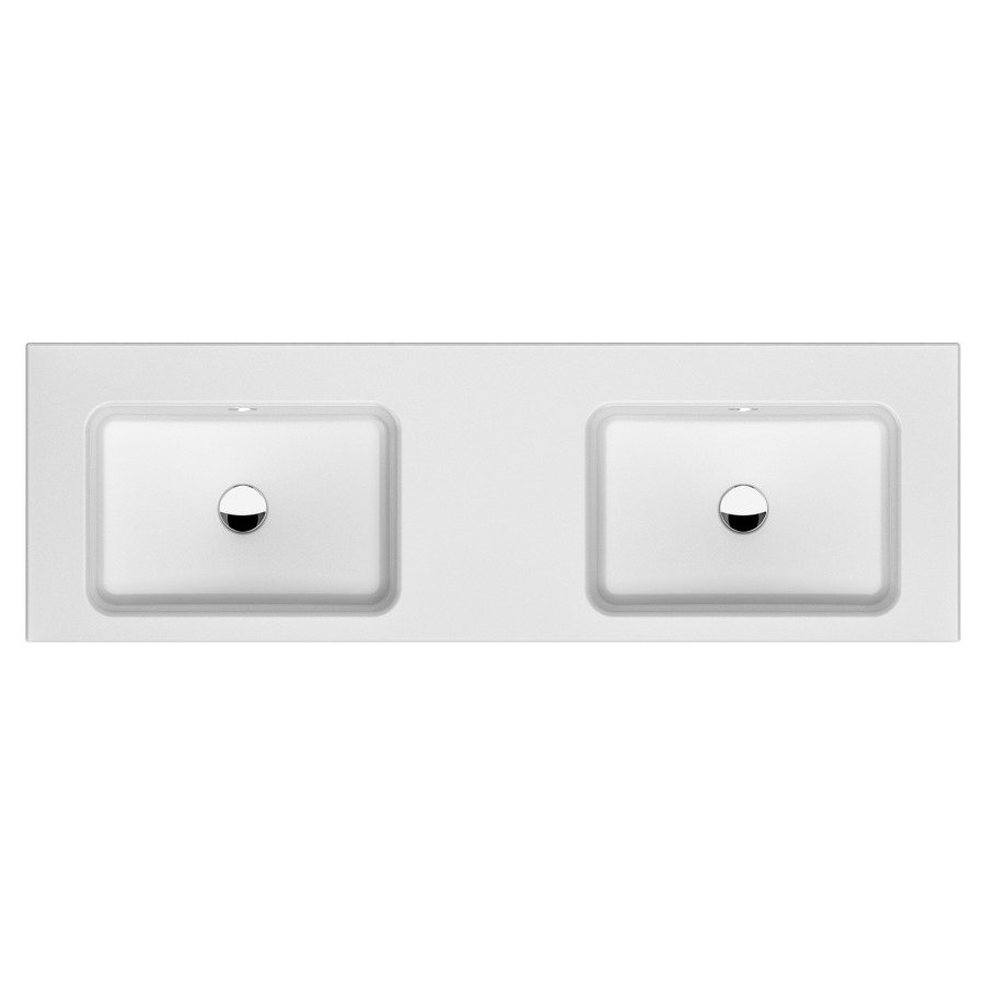 Lavabo double MERO
140 x 45 x 12,5 cm, acier
avec trop-plein, avec tablette
de robinetterie