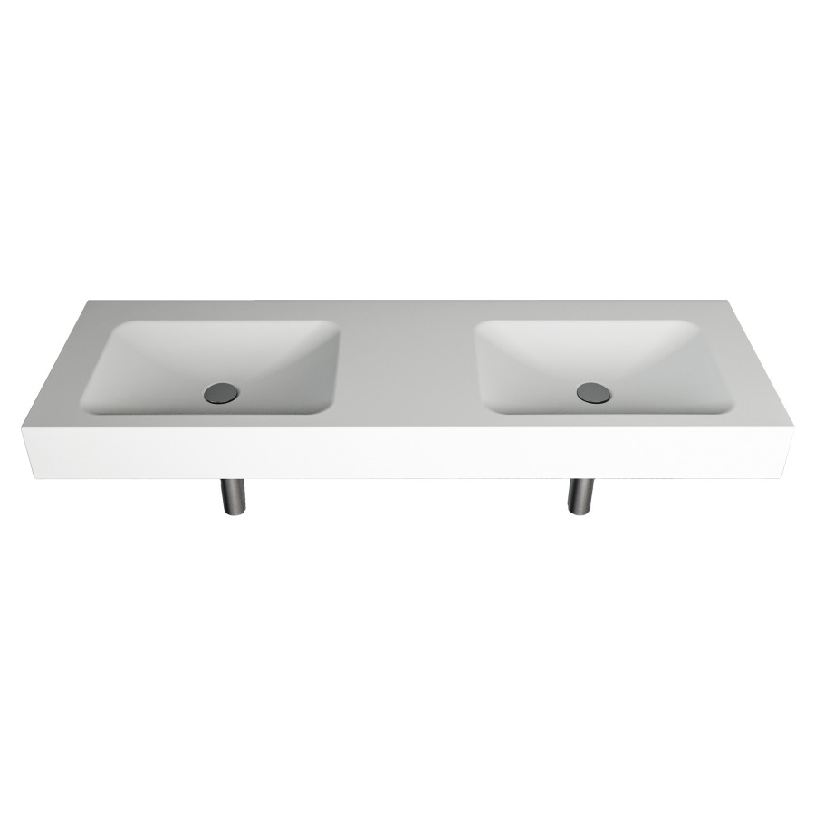Lavabo double LOTUS
150 x 40 x 12,5 cm
acier, sans trop-plein, sans
tablette de robinetterie