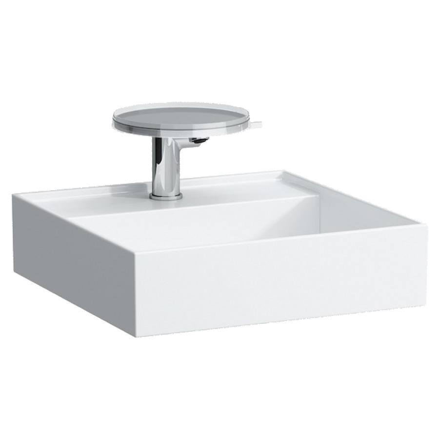 Lave-mains KARTELL LAUFEN
46 x 46 cm, SaphirCéramique
pour meuble suspendu, sans
trop-plein, vidage caché
incl. soupape d'ecoulement
sans trop-plein, premonté