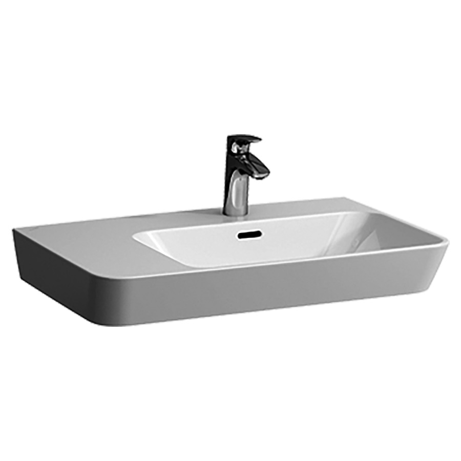 Lavabo MODERNA R
70 x 46,5 cm, céramique
tablette à gauche
pour meuble suspendu, avec
trop-plein