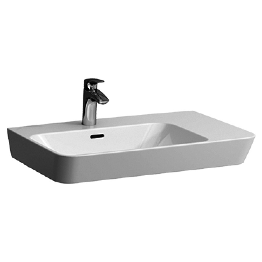 Lavabo MODERNA R
70 x 46,5 cm, céramique
tablette à droite
pour meuble suspendu, avec
trop-plein