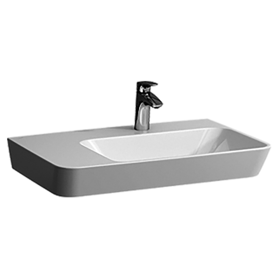 Lavabo MODERNA R
70 x 46,5 cm, céramique
tablett à gauche
pour meuble suspendu, sans
trop-plein