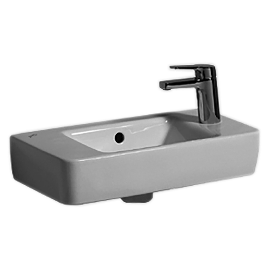 Lave-mains RENOVA COMPACT
50 x 25 cm, céramique
pour meuble suspendu, avec
trop-plein