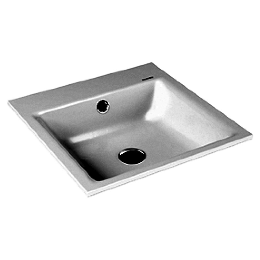 Lavabo à encastrer PURO
46 x 46 x 1,4 cm, acier
avec garniture de trop-plein
chrome et isolation phonique
émaillé des deux côtés