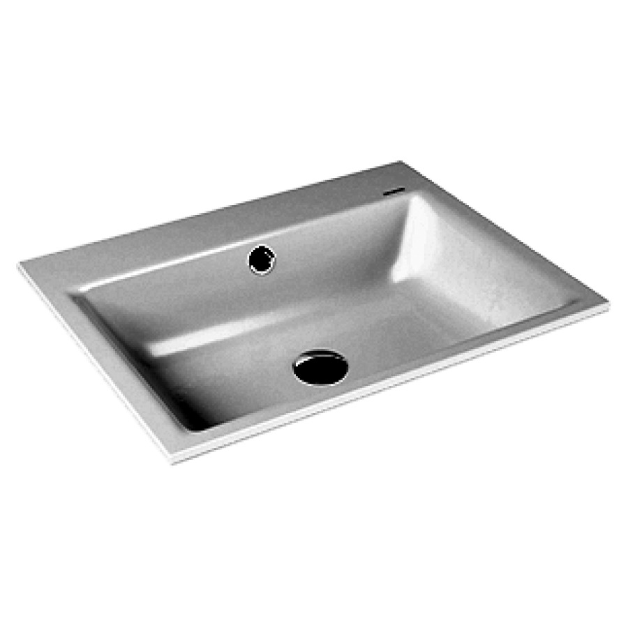 Lavabo à encastrer PURO
60 x 46 x 1,4 cm, acier
avec garniture de trop-plein
chrome et isolation phonique
émaillé des deux côtés