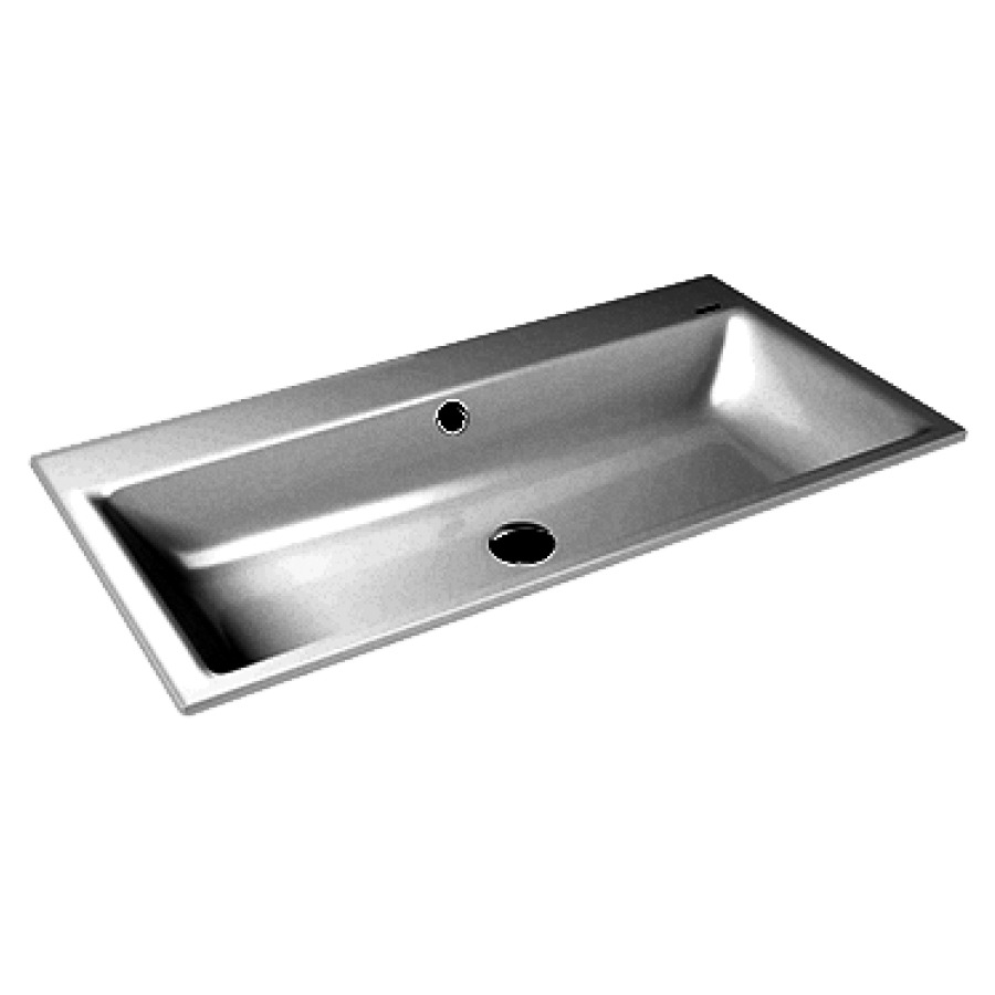 Lavabo à encastrer PURO
90 x 46 x 1,4 cm, acier
avec garniture de trop-plein
chrome et isolation phonique
émaillé des deux côtés