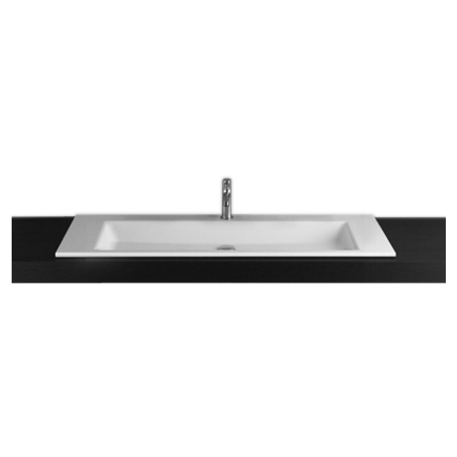 Lavabo à insérer STUDIO
130 x 47,5 x 1 cm, acier
matériel de fixation
sans trop-plein
avec tablette de robinetterie